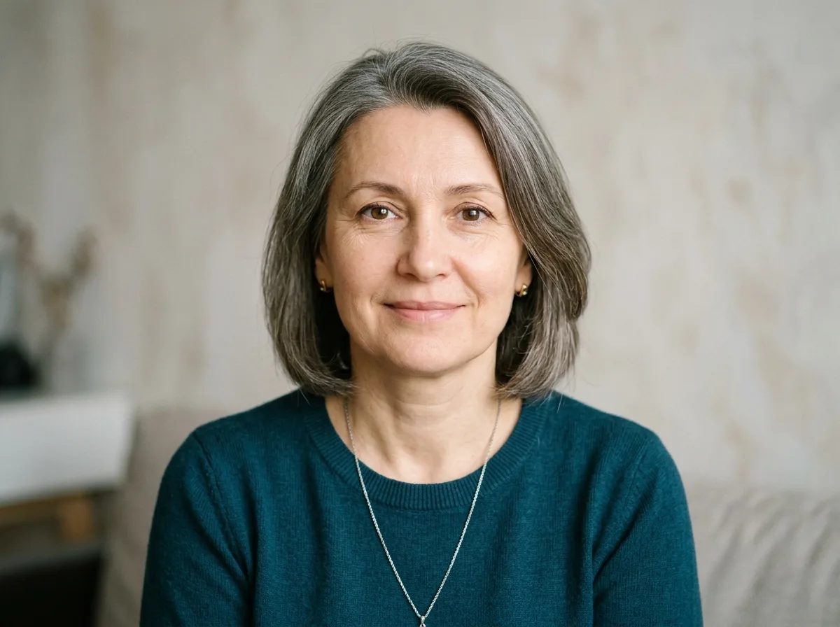 Аватар пациента Марины Х. из Волгограда — женщина средних лет, спокойный вид, нейтральный фон